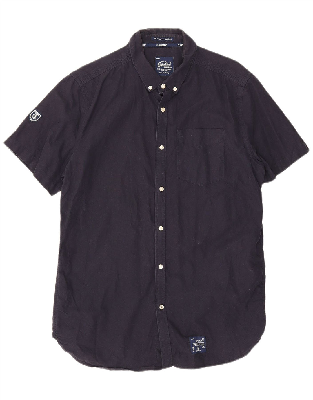 Cămașă cu mânecă scurtă pentru bărbați Superdry XL, bumbac bleumarin