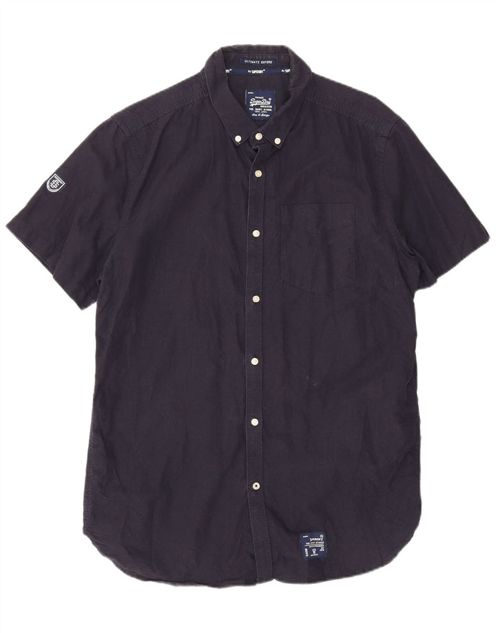 Cămașă cu mânecă scurtă pentru bărbați Superdry XL, bumbac bleumarin