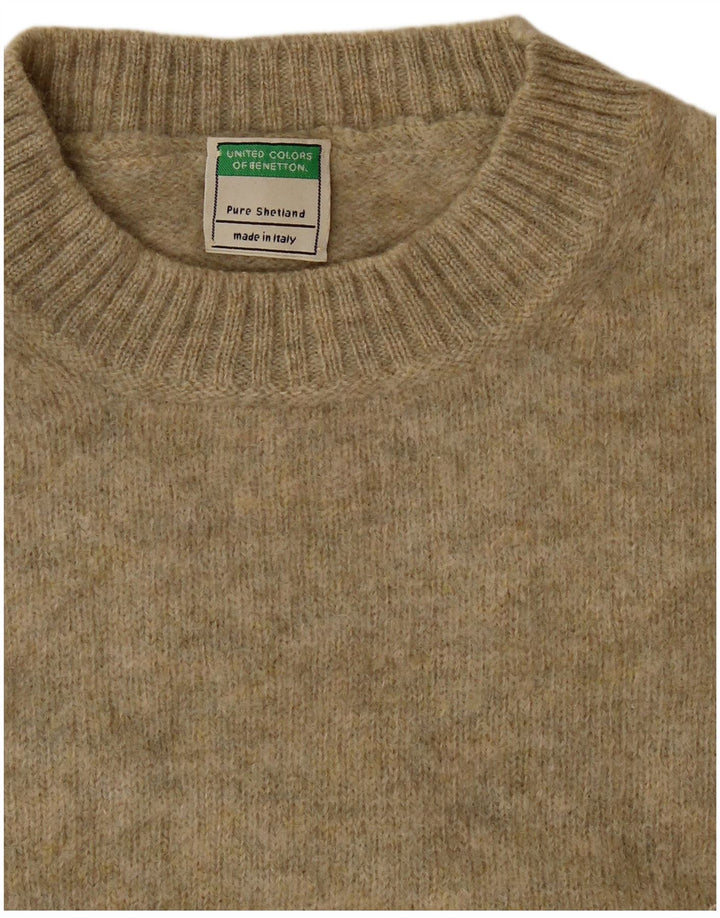 Pulover Benetton pentru femei cu decolteu triplu UK 14 Medium Khaki Lână