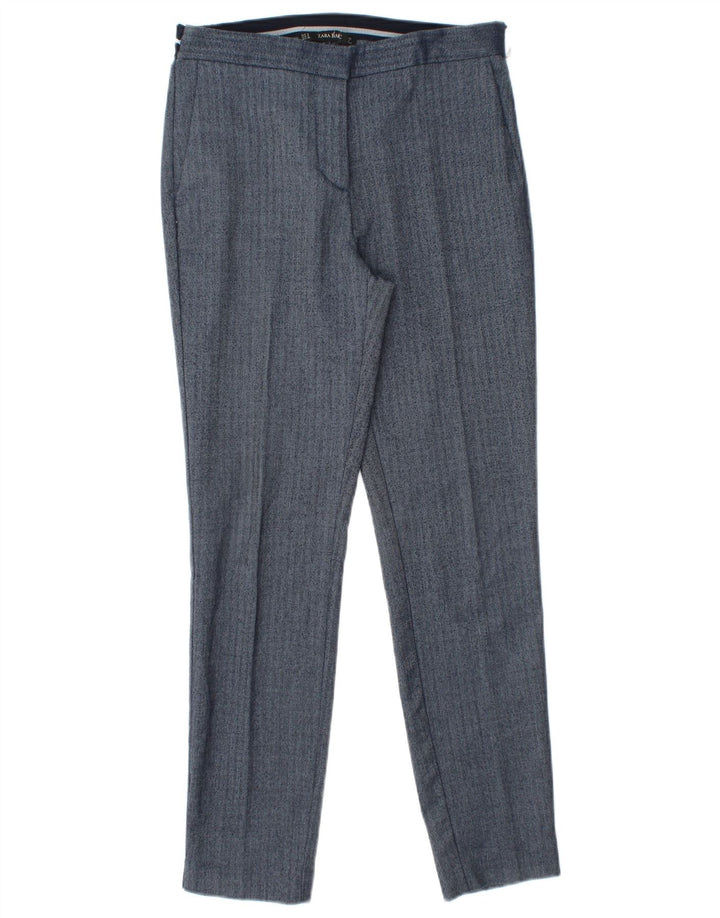 Pantaloni chino subțiri pentru femei Zara Mici L26 L27 Poliester în spină de pește albastru