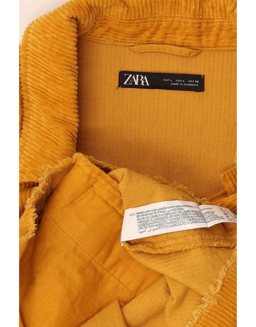 Jachetă de velur supradimensionată pentru femei Zara UK 16, mare, galbenă, bumbac