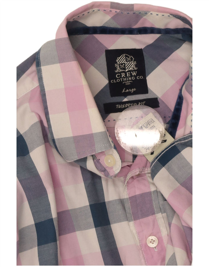 CREW CLOTHING Mens Tailored Fit Shirt Large Multicoloured Check Cotton