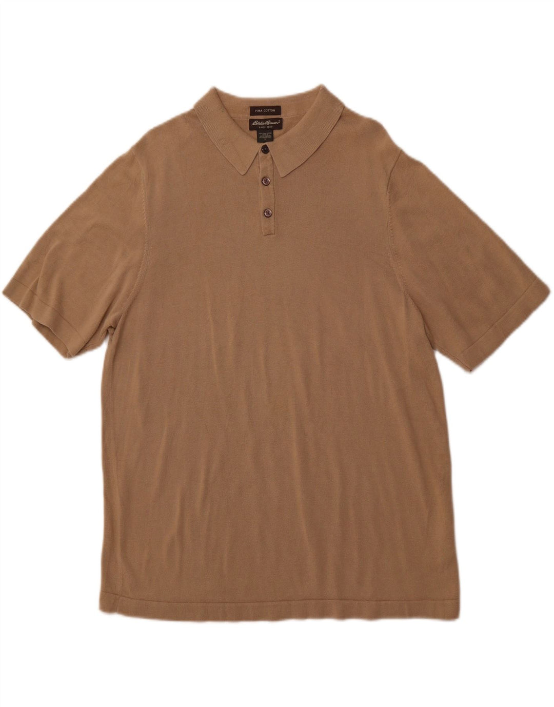 EDDIE BAUER Mens Polo Shirt Large Beige Cotton