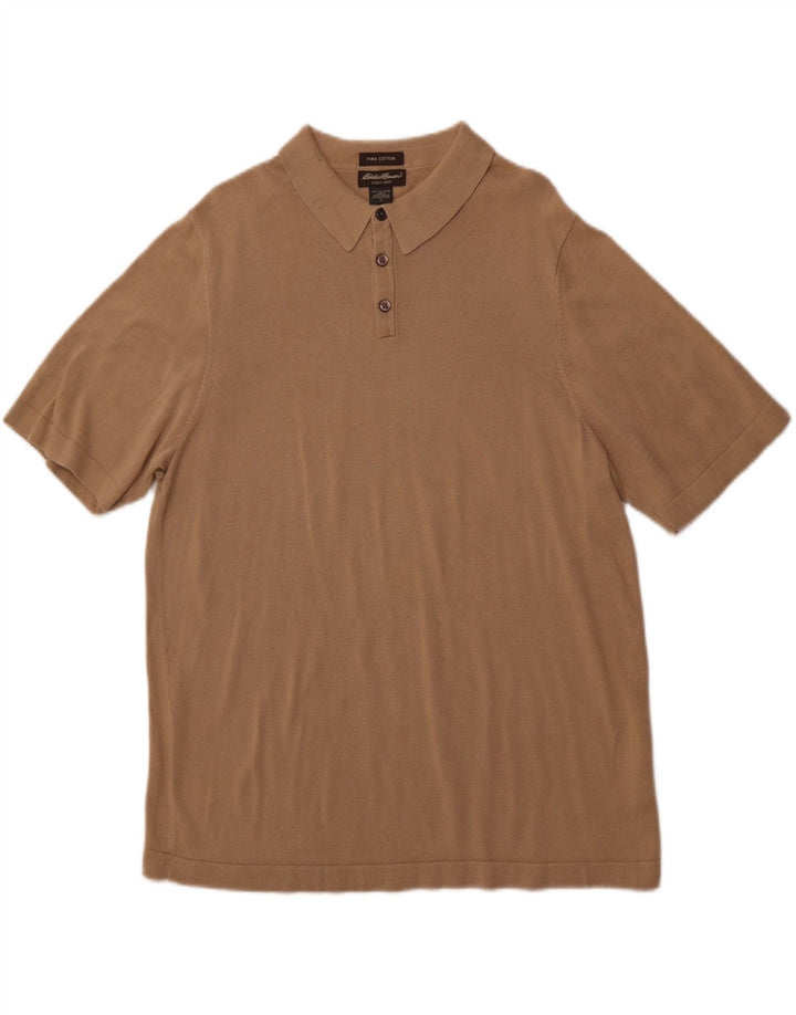 EDDIE BAUER Mens Polo Shirt Large Beige Cotton