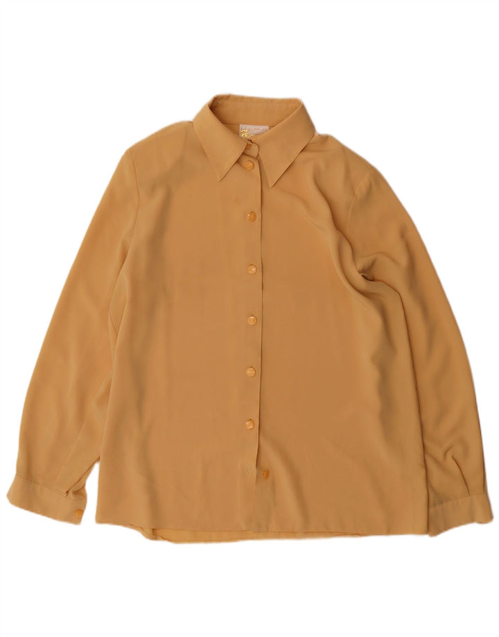 VINTAGE Womens Shirt Blouse UK 14 Large  Yellow Polyester