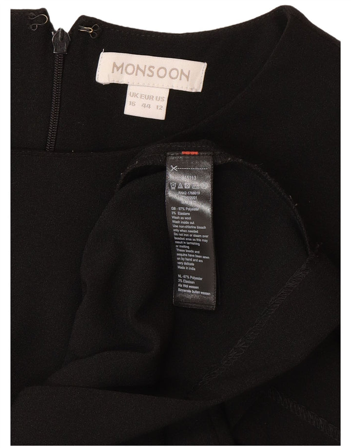 Rochie schimbătoare pentru femei Monsoon cu mâneci 3/4 UK 16 Poliester negru mare