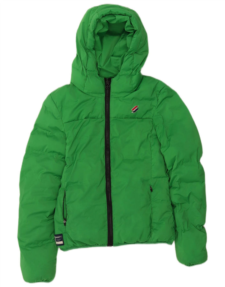 Jachetă căptușită cu glugă Superdry pentru femei UK 8 Small, verde, poliester