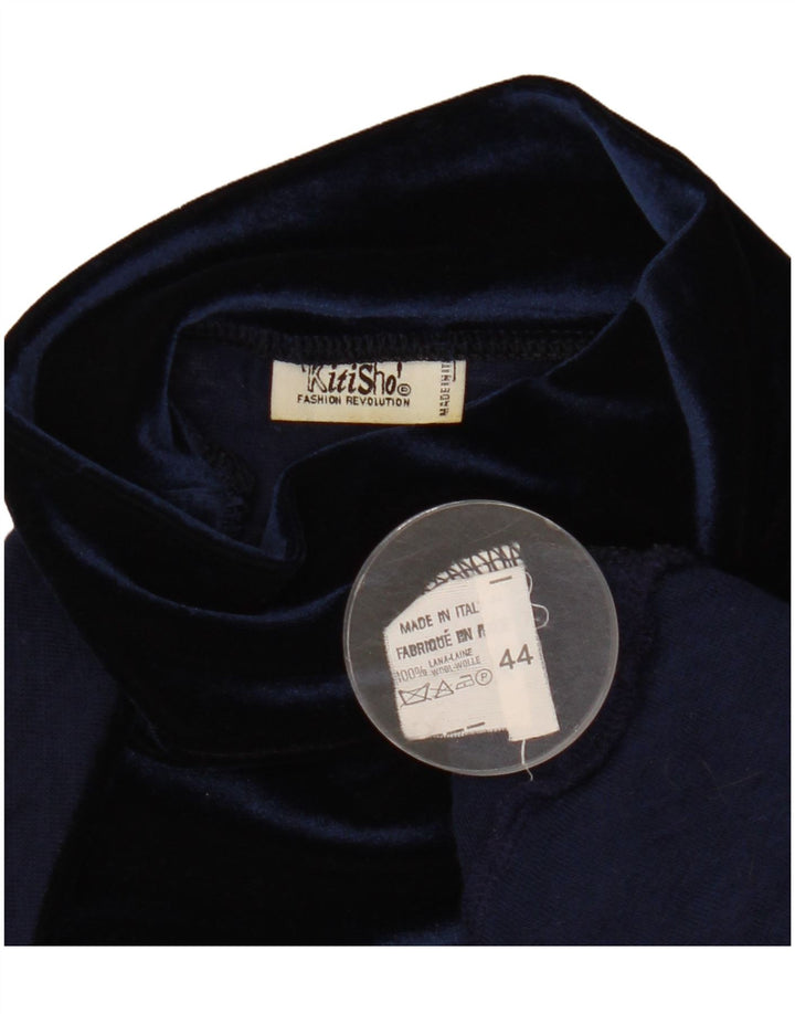 Bluză Vintage pentru femei See Through Top IT 44 Medium Bleumarin Lână