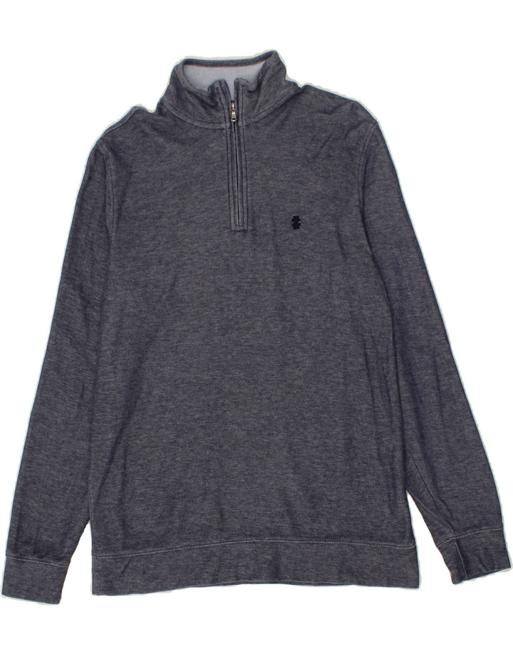 IZOD Mens Zip Neck Sweatshirt Jumper Medium Navy Blue Cotton Vintage Izod and Second-Hand Izod from Messina Hembry 