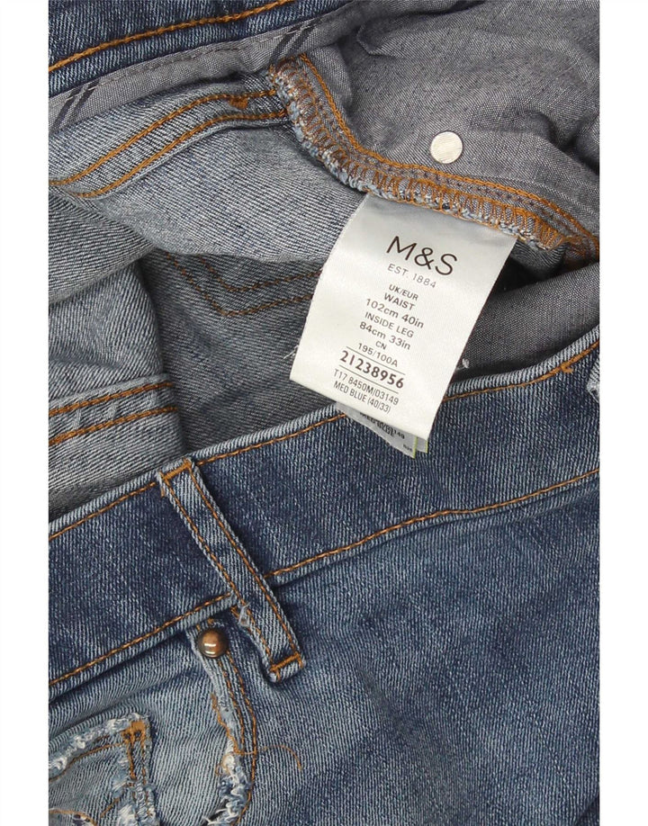Blugi drepti pentru bărbați Marks & Spencer, cu ajustare normală, L40 L33, bumbac albastru