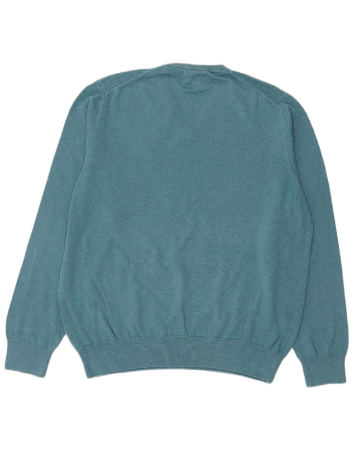 Pulover pentru bărbați Marks & Spencer, cu decolteu în V, XL, bumbac, albastru