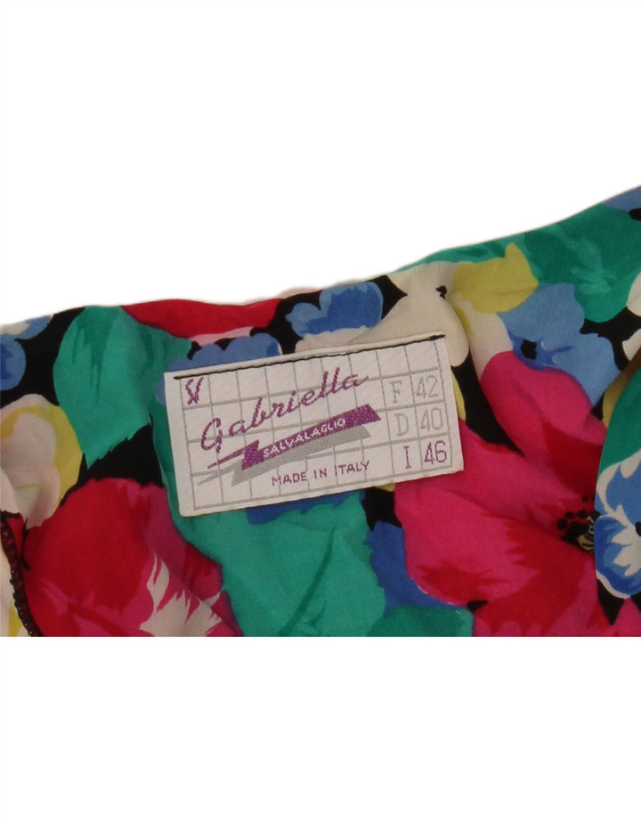 Bluză Vintage Femei cu mâneci 3/4 Top IT 46 Mare Multicolor Floral