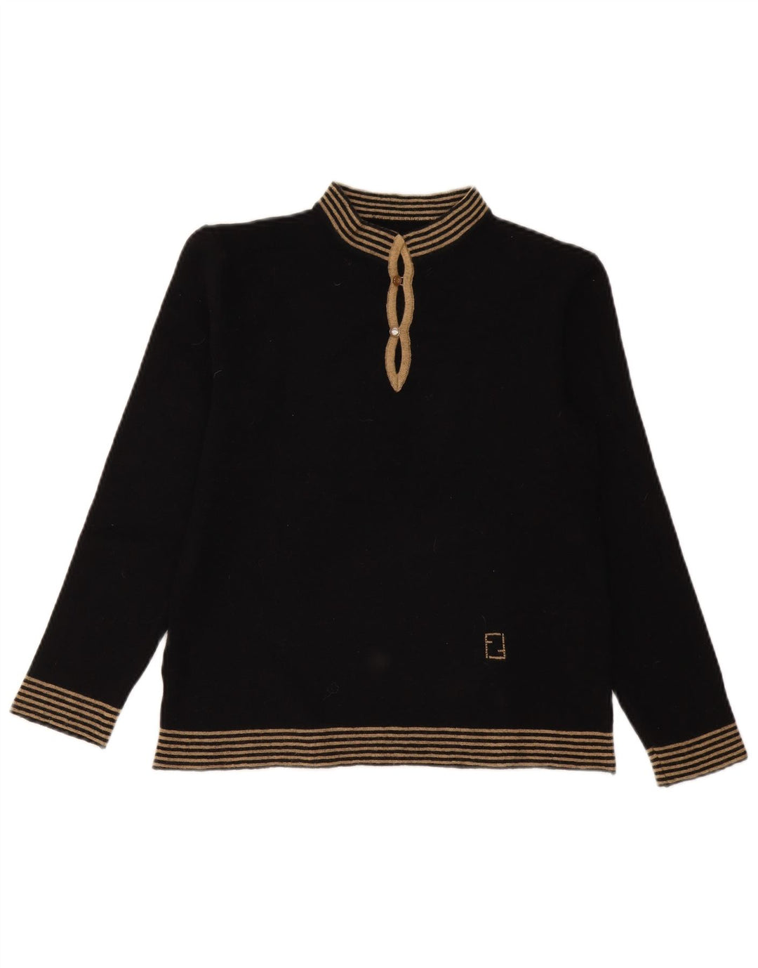 Pulover vintage cu gât țestoasă pentru femei UK 12 Medium Black Dunge