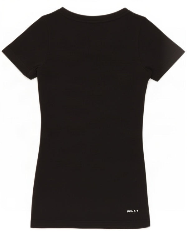 Nike Womens Dri Fit Regular Graphic T-Shirt Top UK 6 XS Black