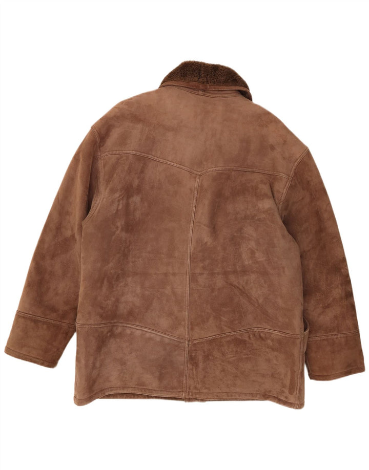 Jachetă vintage pentru bărbați din shearling IT 54 2XL maro din shearling