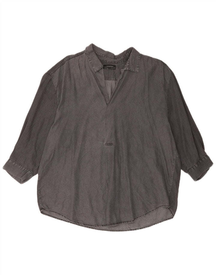 Cămașă supradimensionată pentru femei Zara, cu mâneci 3/4, UK 18 XL, gri Lyocell