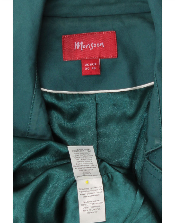 Trench pentru femei Monsoon UK 20 2XL bumbac verde
