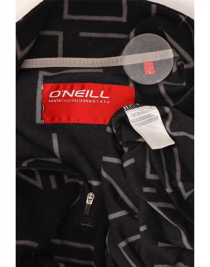 Pulover O'Neill pentru bărbați, cu grafică, cu fermoar și gât, din lână, poliester mare, negru