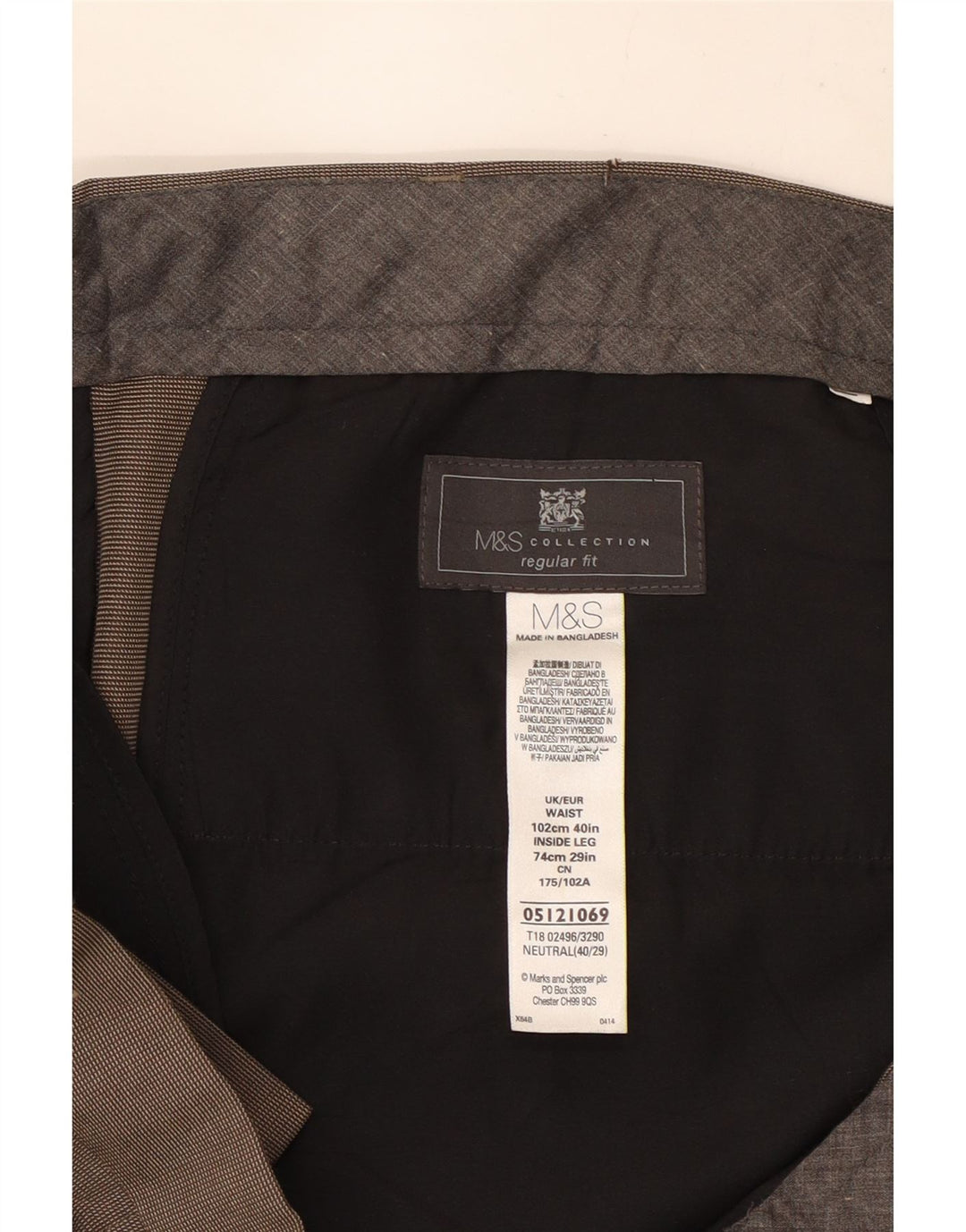 Pantaloni de costum pentru bărbați Marks & Spencer, cu ajustare normală, L40 L29, poliester maro