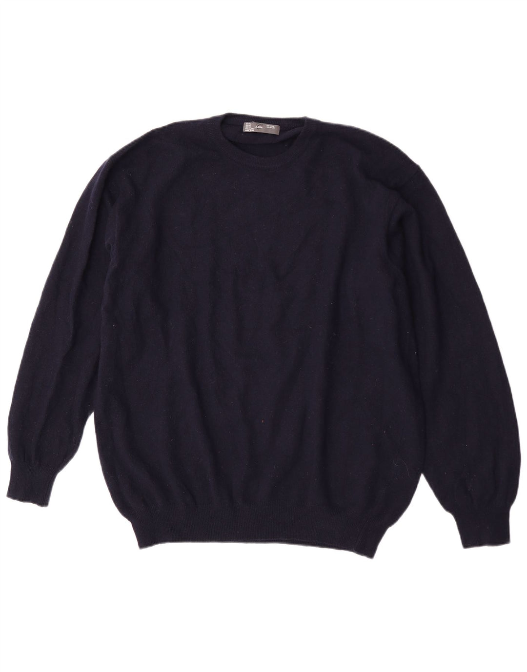 Pulover pentru bărbați Zara, cu gât crew, XL, lână bleumarin
