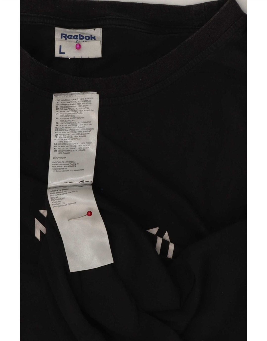 Tricou grafic Reebok pentru bărbați Top mare din bumbac negru