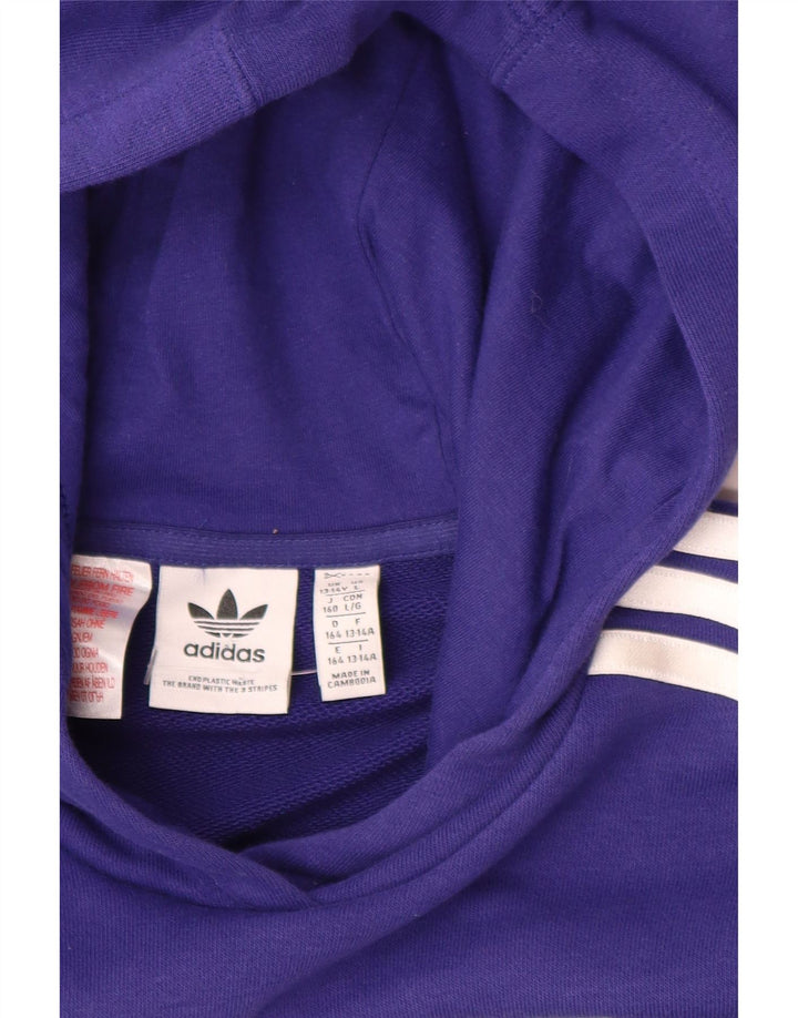 Pulover pentru fete ADIDAS Crop Graphic Hoodie 13-14 ani, purpuriu, bumbac floral