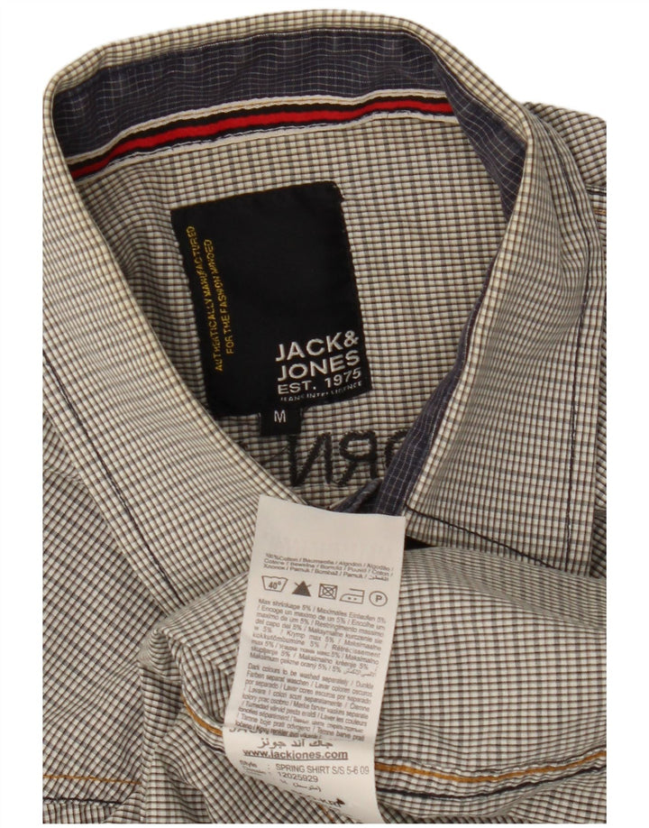 Cămașă cu mânecă scurtă cu grafic militar Jack & Jones pentru bărbați, gri mediu, carouri