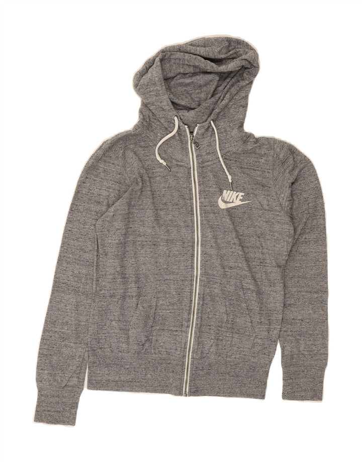 NIKE Womens Zip Hoodie Sweater UK 14 Medium Grey Flecked Polyester Vintage Nike and Second-Hand Nike from Messina Hembry 