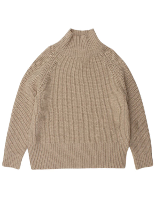 Pulover pentru femeie cu gât țestoasă supradimensionat Zara UK 10 Lână mică, bej