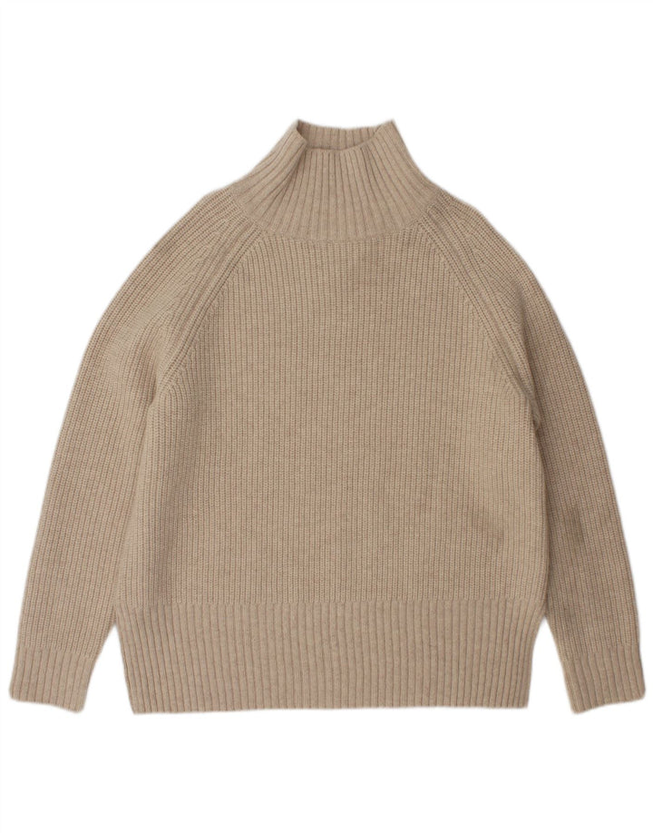 Pulover pentru femeie cu gât țestoasă supradimensionat Zara UK 10 Lână mică, bej