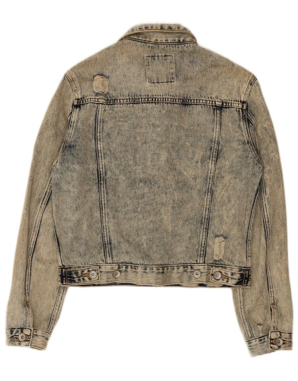 Jachetă Superdry Crop Distressed Acid Wash pentru femei UK 8 Small Blue