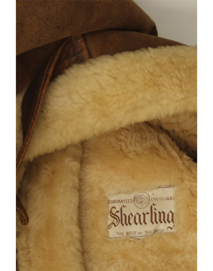 Jachetă vintage pentru bărbați din shearling UK 42 XL maro din shearling