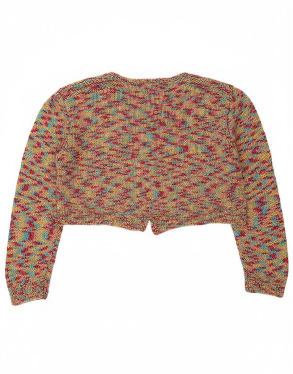 Pulover Vintage pentru femei Crop Cardigan UK 14 Medium Multicolor Flecked