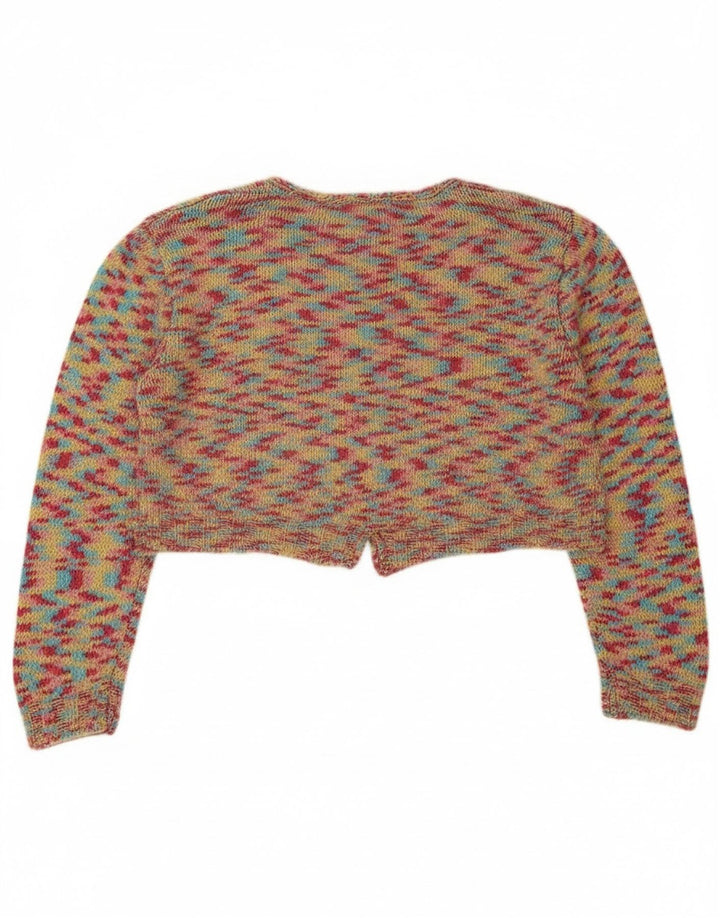 Pulover Vintage pentru femei Crop Cardigan UK 14 Medium Multicolor Flecked