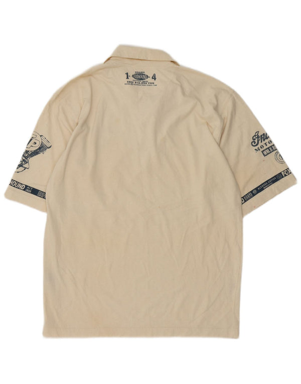 Tricou polo cu grafică pentru bărbați Foxhound, bumbac, bej mediu, retro