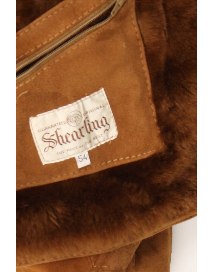 Jachetă vintage pentru bărbați din shearling IT 54 2XL maro