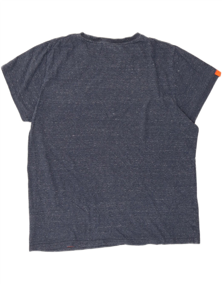 Tricou Superdry pentru bărbați, cu croiala normală, 2XL, bumbac cu pete, albastru bleumarin