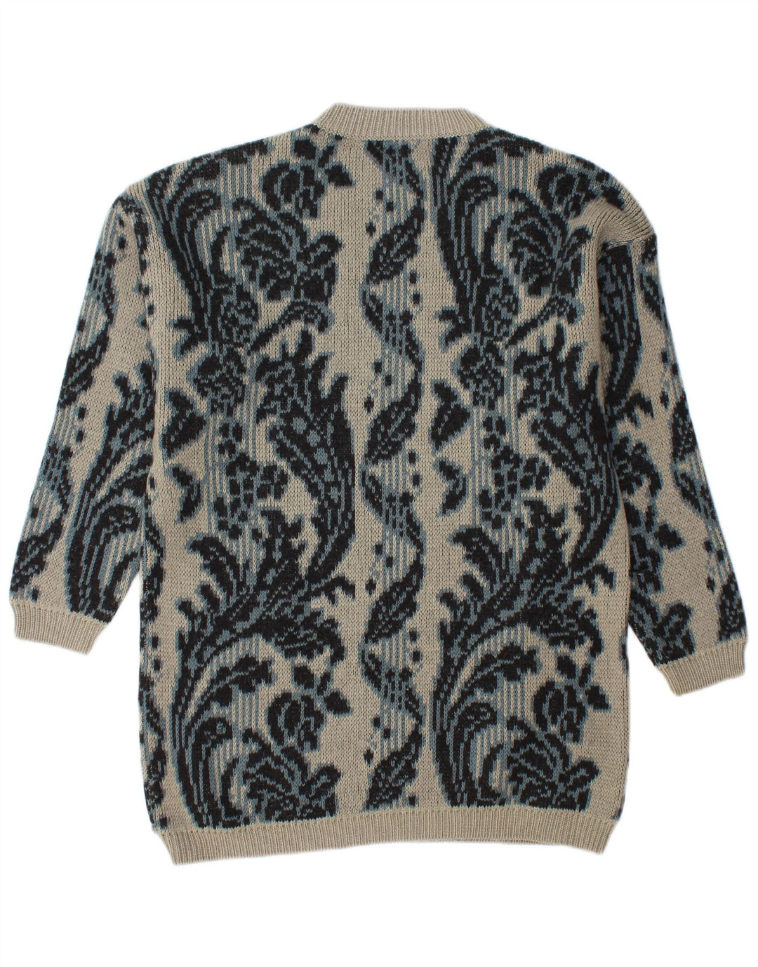 Pulover pentru bărbați BENETTON cu paragate cu gât crew, IT 46 mare, gri, floral