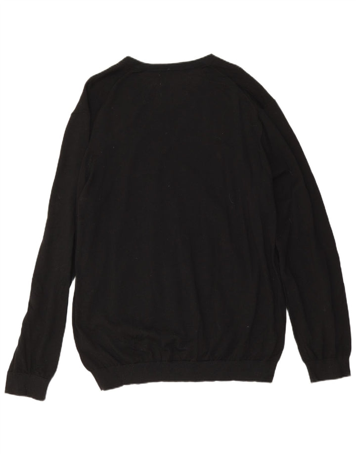Pulover pentru bărbați Marks & Spencer, cu decolteu în V, 2XL, lână merinos neagră