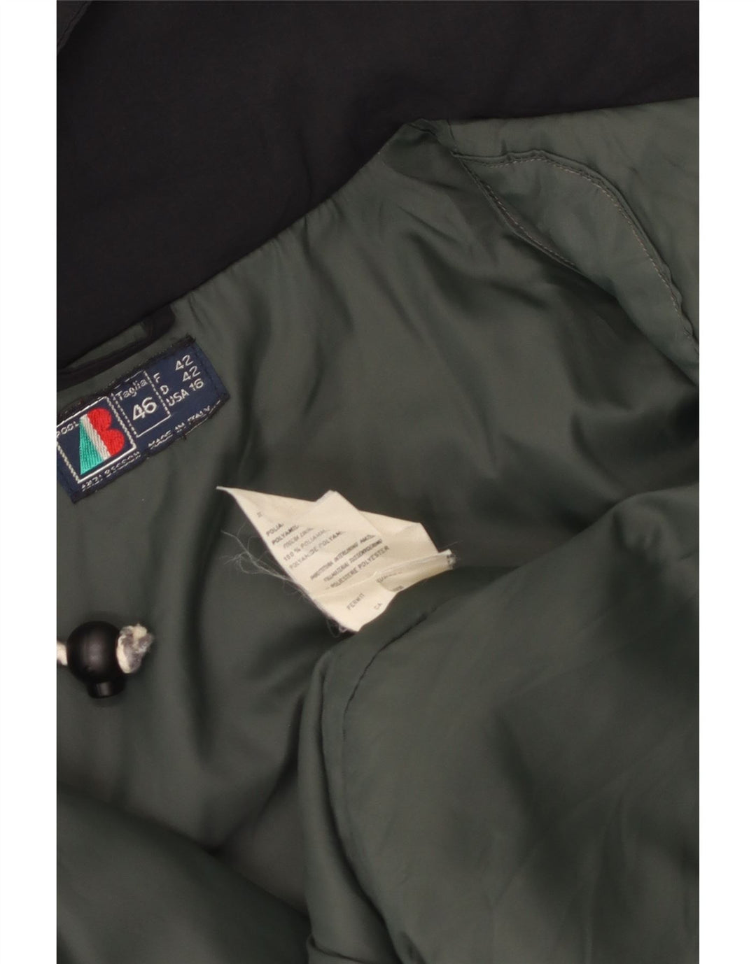 VINTAGE Jachetă de vânt cu glugă supradimensionată pentru femei IT 46, mare, negru, nailon