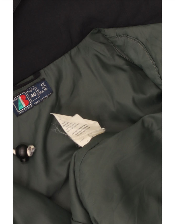 VINTAGE Jachetă de vânt cu glugă supradimensionată pentru femei IT 46, mare, negru, nailon