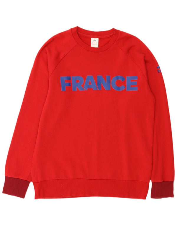 Adidas Mens France Graphic Sweatshirt Jumper UK 44/46 Large Red Cotton