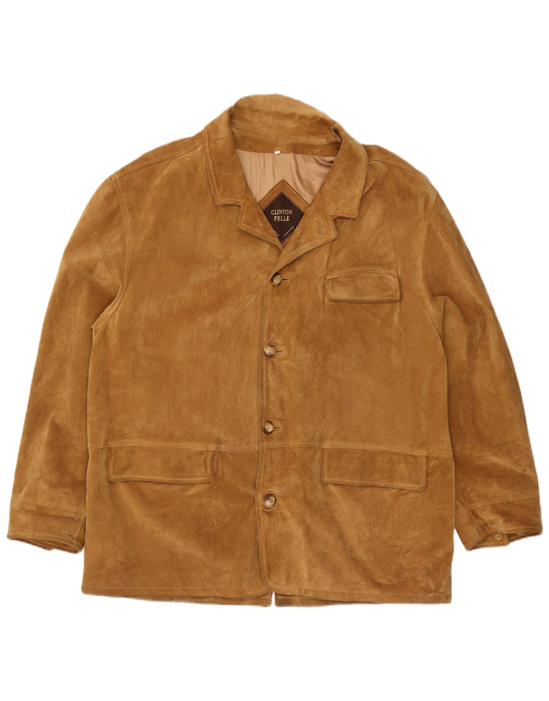Jachetă vintage pentru bărbați din piele intoarsa cu 4 nasturi IT 56 3XL Bej