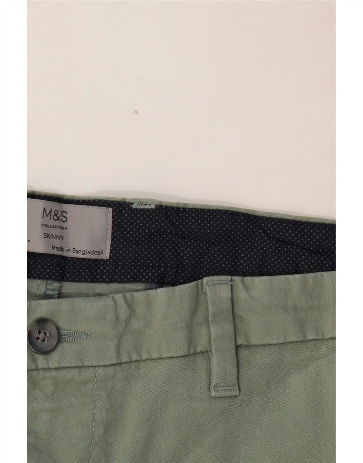 MARKS & SPENCER Pantaloni chino skinny pentru bărbați L36 L29 bumbac verde