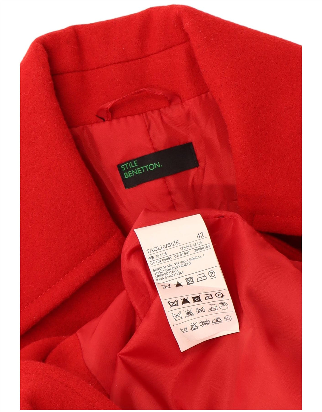Palton pentru femei Benetton IT 42 Lână roșie medie