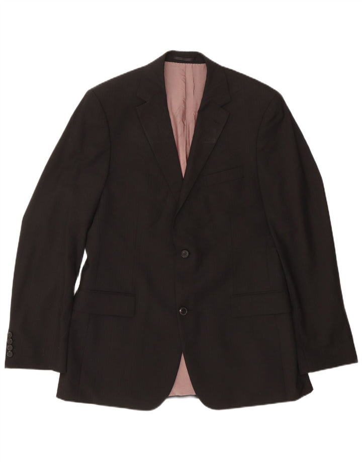 Sacou Hugo Boss pentru bărbați cu 2 nasturi, mărimea 102, lână mare, neagră