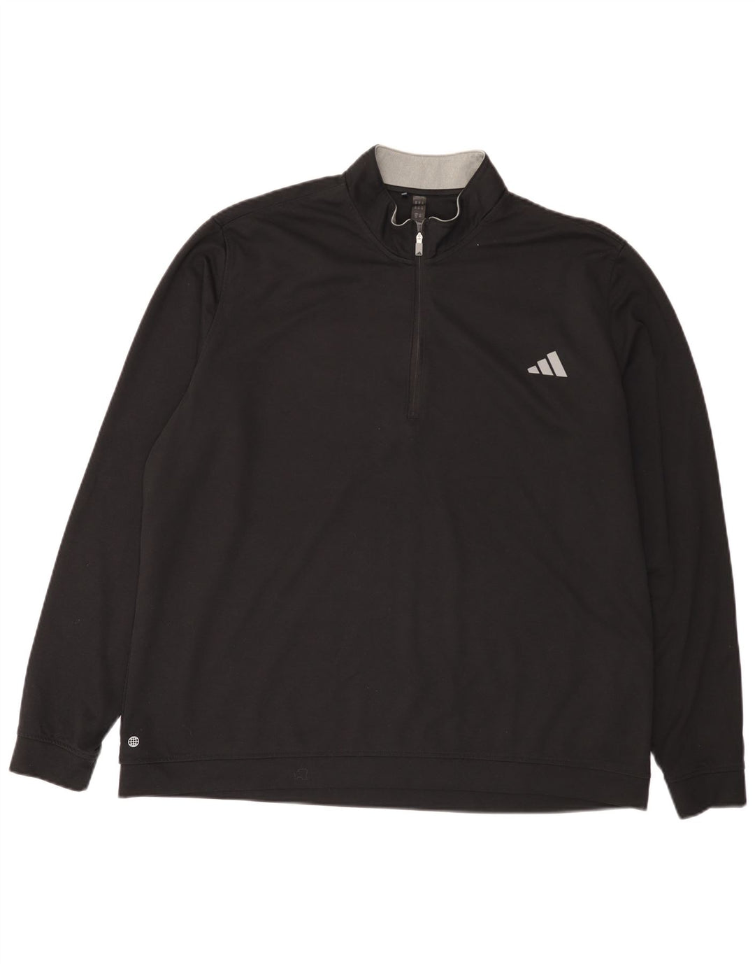 Pulover pentru bărbați Adidas, cu fermoar, cu gât, 2XL, poliester negru