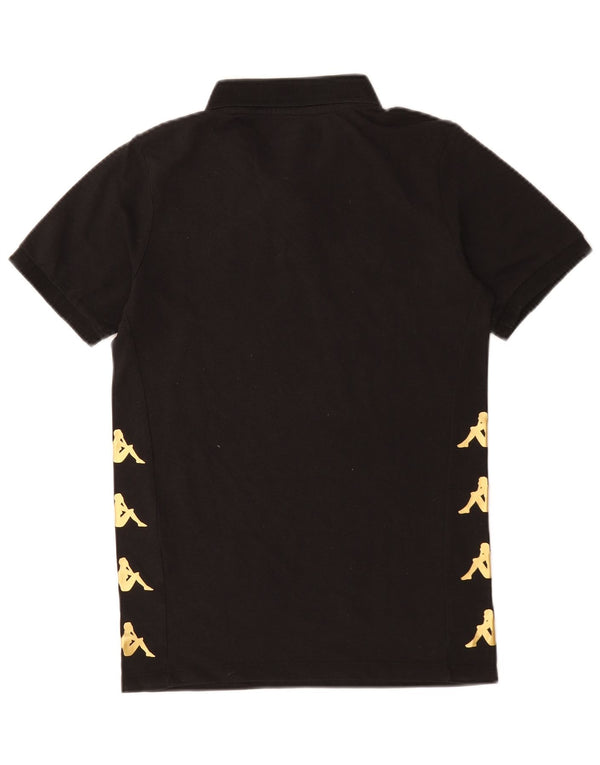 Tricou polo cu grafică Kappa pentru băieți 13-14 ani, bumbac negru