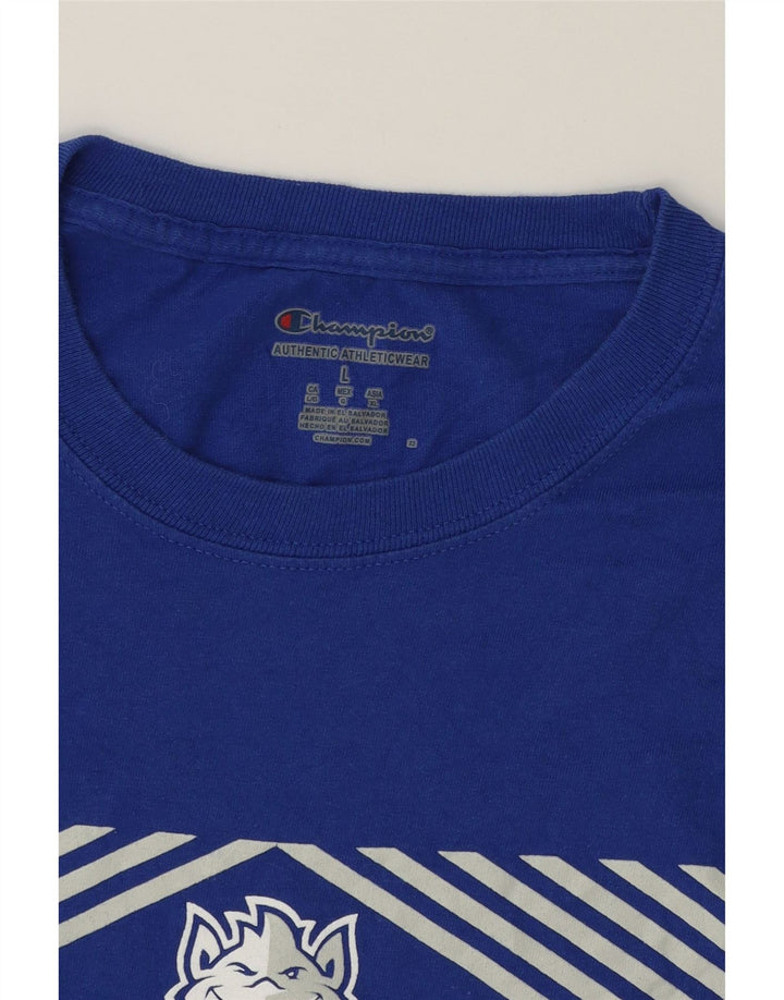 CHAMPION Mens Graphic T-Shirt Top Large Blue Vintage Champion and Second-Hand Champion from Messina Hembry 