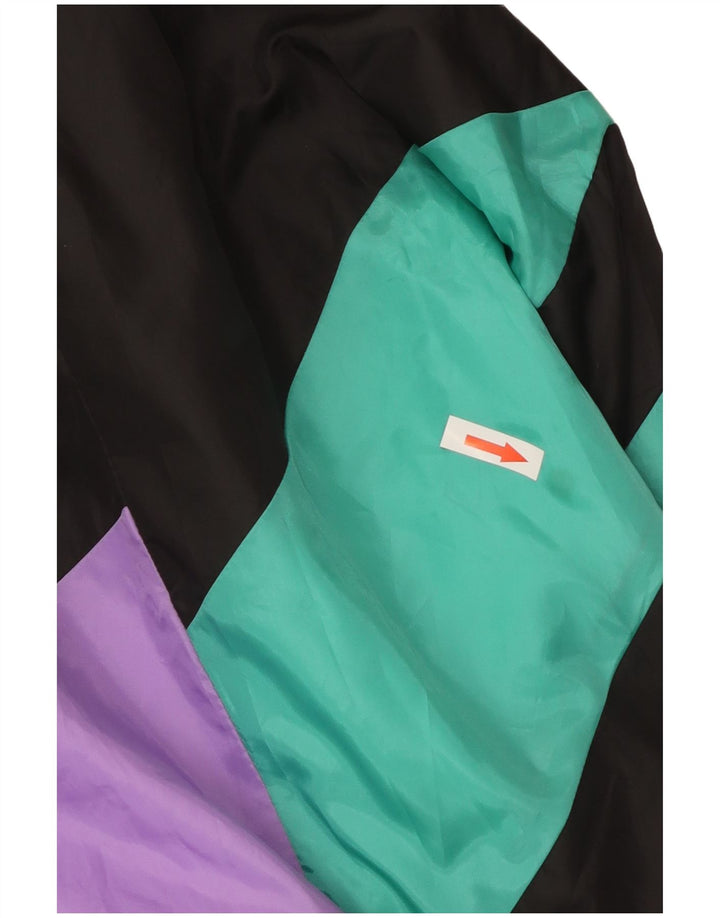 Trening pentru bărbați vintage, jachetă mare, neagră, color block